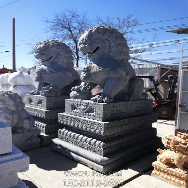 鎮宅招財景區古建青石石獅子 園林動物石雕擺件雕塑