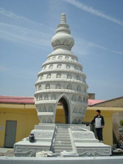 佛塔雕塑-現代景區寺院漢白玉石雕舍利塔雕塑定制