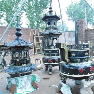 寺廟墓園不銹鋼上香祈福香爐雕塑