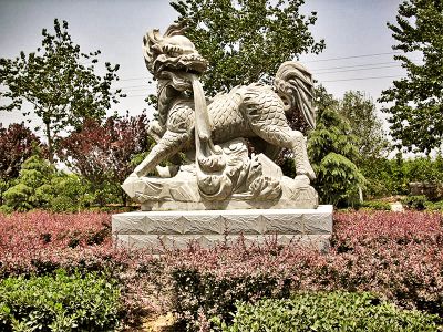 花廣場花園景觀大理石石雕麒麟雕塑