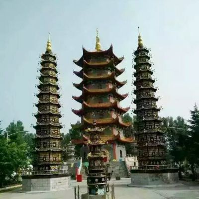 景區寺院戶外鑄銅漆金仿古多層寶塔