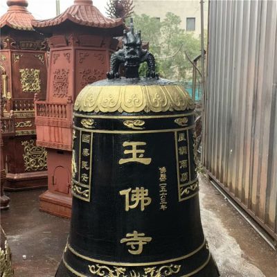 寺院吊鐘塑像 廠家生產大型銅鐘雕塑 定做黃銅鐘擺件 青銅古鐘雕塑