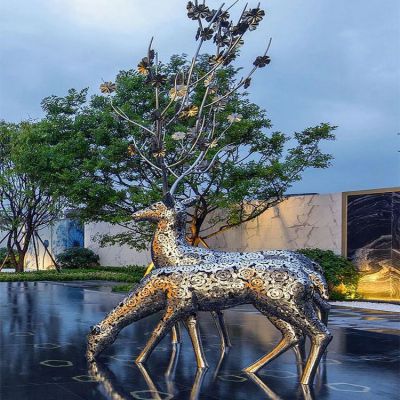 水景裝飾動物鏤空鐵藝梅花鹿