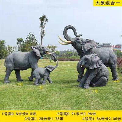 公園草坪玻璃鋼仿真創意大象雕塑