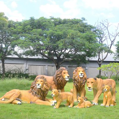 戶外草坪玻璃鋼仿真動(dòng)物園林景觀裝飾擺件獅子雕塑