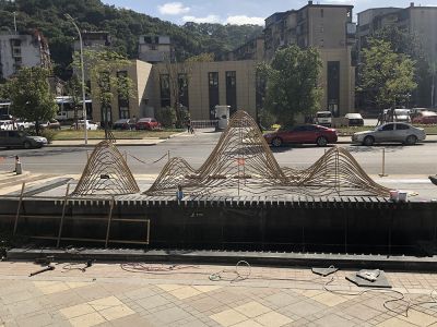 酒店小區金屬擺件水池水景景觀雕塑鏤空假山不銹鋼雕塑