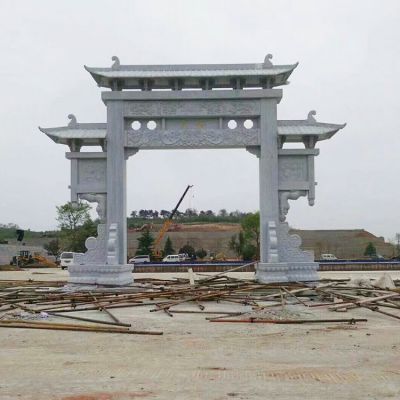 石雕牌坊牌樓單門仿古中式新農村建設園林雕塑