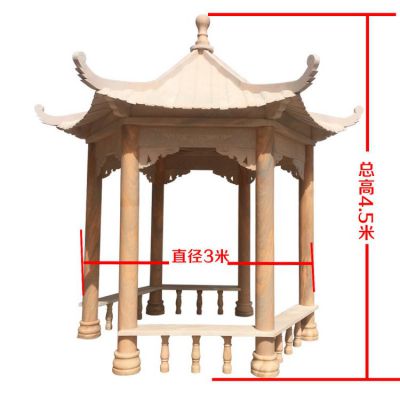 晚霞紅大理石石雕戶外庭院涼亭雕塑