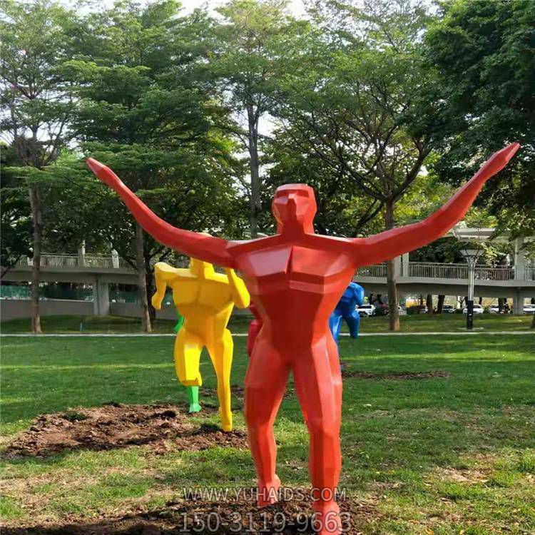 戶外公園綠地玻璃鋼抽象運(yùn)動人物景觀雕塑