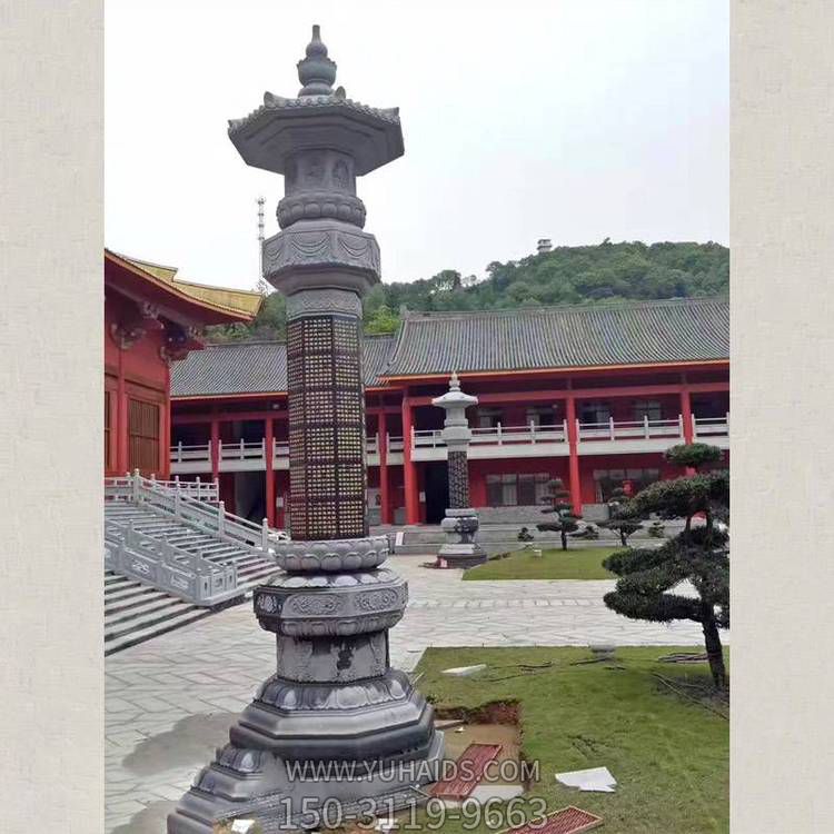 石雕經幢，寺廟青石經幢雕塑