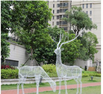 公園鏤空創意戶外園林景觀梅花鹿雕塑